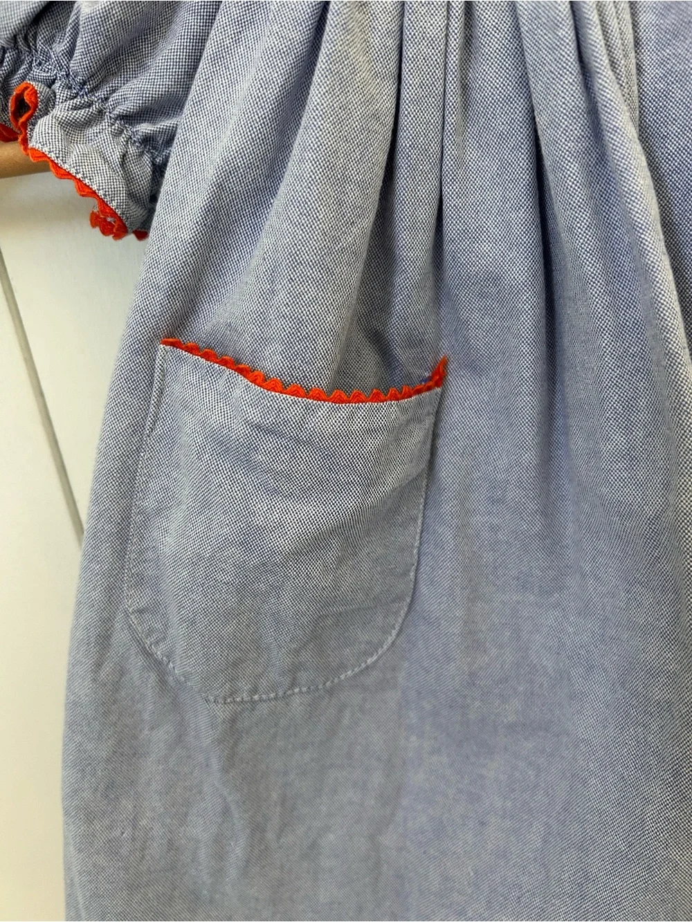 Vive La Fete 6 months blue chambray smocked turkey dress thanksgiving pumpkins